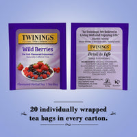 Twinings Wild Berries Tea - A Naturally Caffeine-Free Herbal Tea Bursting with Fresh & Uplifting Berry Tea Flavours, Individually Wrapped Tea Bags, 20 Count